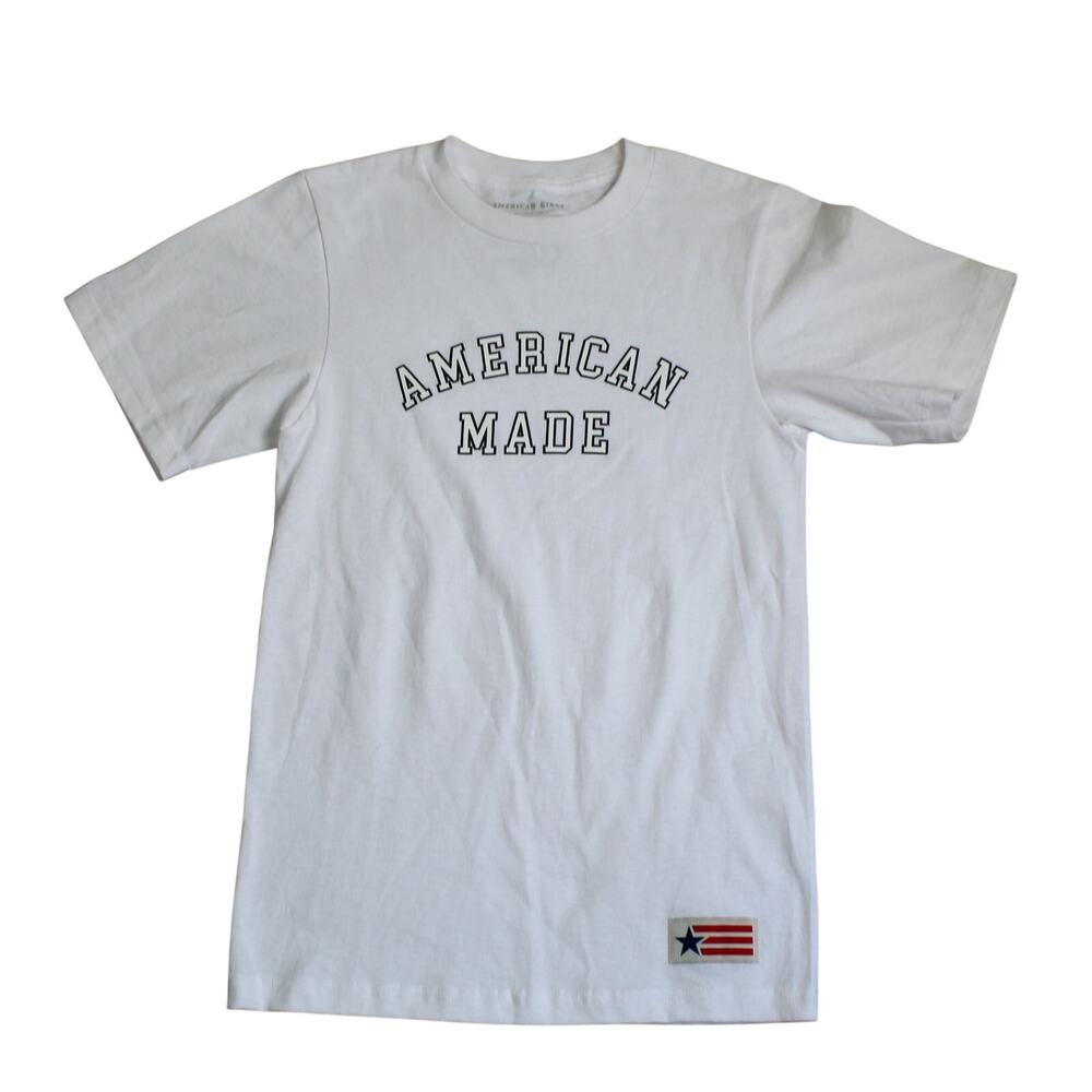 American Giant USA T Shirt Mens XS White Cotton Flag Minimalist Graphic